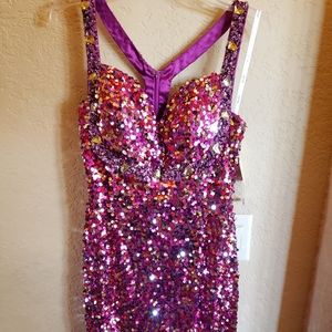 Karishma Purple Sequined Cocktail Dress
